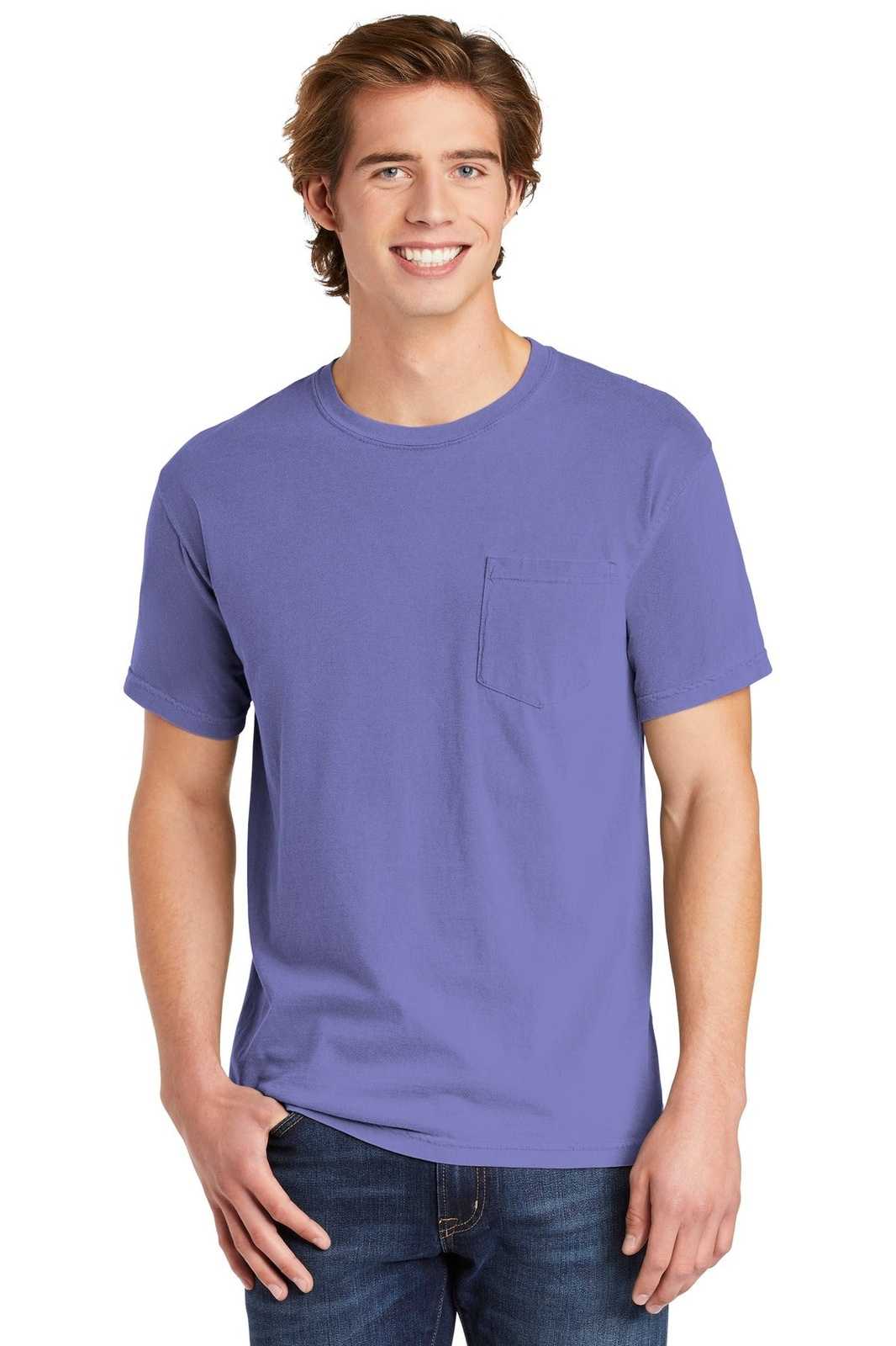 Comfort Colors 6030 Heavyweight Ring Spun Pocket Tee - Violet - HIT a Double