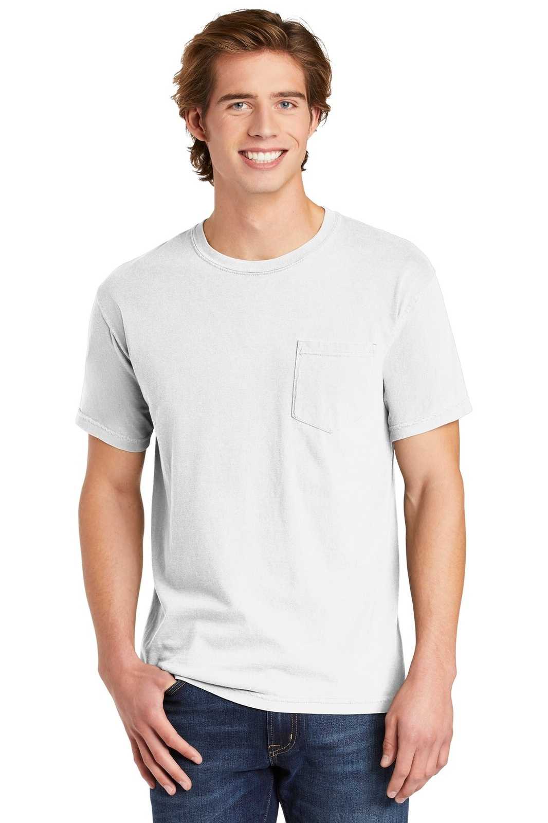 Comfort Colors 6030 Heavyweight Ring Spun Pocket Tee - White - HIT a Double