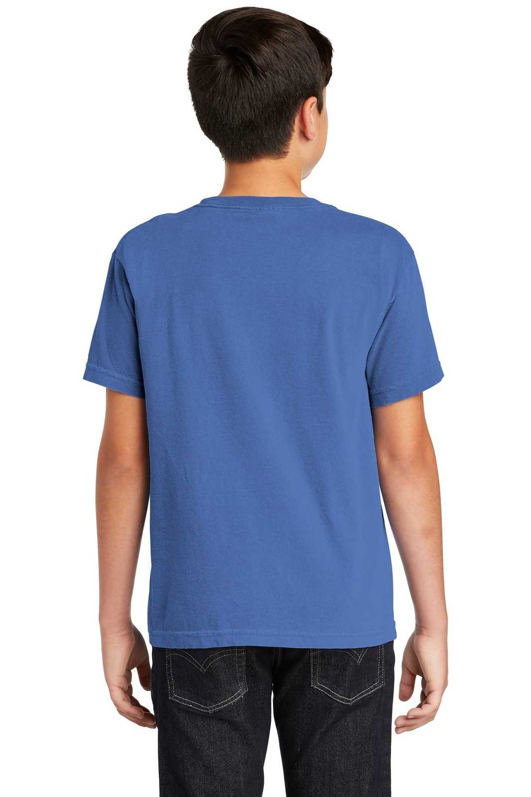 Comfort Colors 9018 Youth Midweight Ring Spun Tee - Flo Blue - HIT a Double