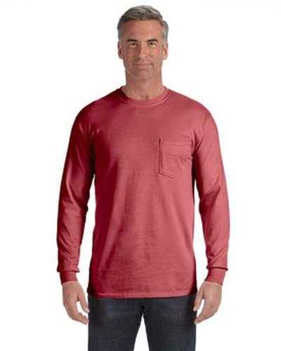 Comfort Colors C4410 Adult Heavyweight RsLong-Sleeve Pocket T-Shirt - Brick - HIT a Double