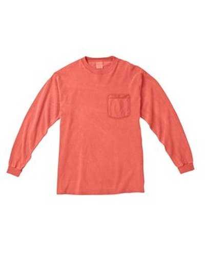Comfort Colors C4410 Adult Heavyweight RsLong-Sleeve Pocket T-Shirt - Bright Salmon - HIT a Double