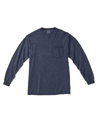 Comfort Colors C4410 Adult Heavyweight RsLong-Sleeve Pocket T-Shirt - Denim - HIT a Double