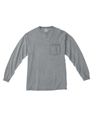 Comfort Colors C4410 Adult Heavyweight RsLong-Sleeve Pocket T-Shirt - Granite - HIT a Double