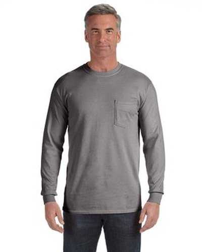 Comfort Colors C4410 Adult Heavyweight RsLong-Sleeve Pocket T-Shirt - Gray - HIT a Double