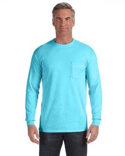 Comfort Colors C4410 Adult Heavyweight RsLong-Sleeve Pocket T-Shirt - Lagoon Blue - HIT a Double