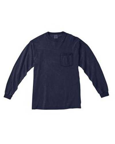 Comfort Colors C4410 Adult Heavyweight RsLong-Sleeve Pocket T-Shirt - Midnight - HIT a Double