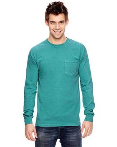 Comfort Colors C4410 Adult Heavyweight RsLong-Sleeve Pocket T-Shirt - Seafoam - HIT a Double