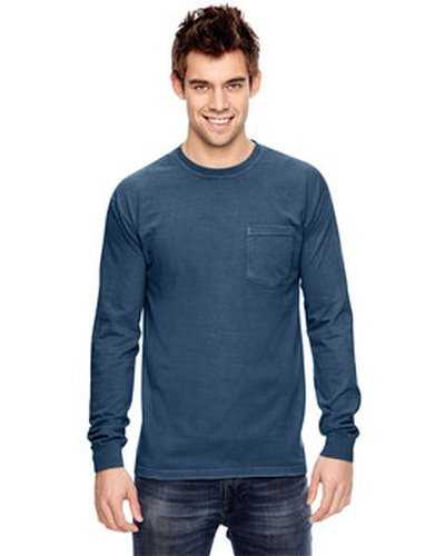 Comfort Colors C4410 Adult Heavyweight RsLong-Sleeve Pocket T-Shirt - True Navy - HIT a Double
