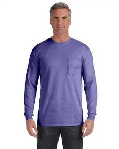 Comfort Colors C4410 Adult Heavyweight RsLong-Sleeve Pocket T-Shirt - Violet - HIT a Double