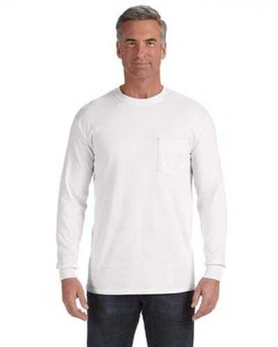 Comfort Colors C4410 Adult Heavyweight RsLong-Sleeve Pocket T-Shirt - White - HIT a Double