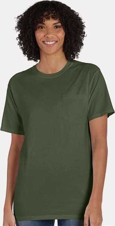 Comfortwash By Hanes GDH150 Garment-Dyed Pocket T-Shirt - Moss - HIT a Double - 2