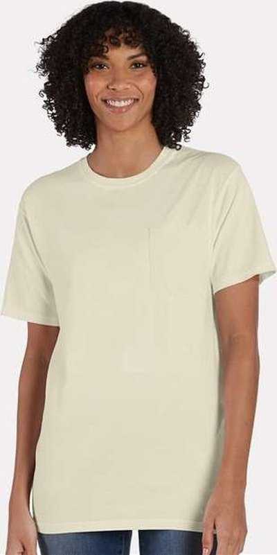 Comfortwash By Hanes GDH150 Garment-Dyed Pocket T-Shirt - Parchment - HIT a Double - 2