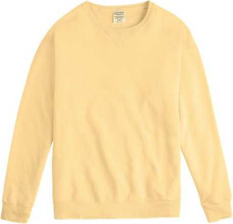 Comfortwash By Hanes GDH400 Garment-Dyed Unisex Crewneck Sweatshirt - Summer Squash Yellow - HIT a Double - 1