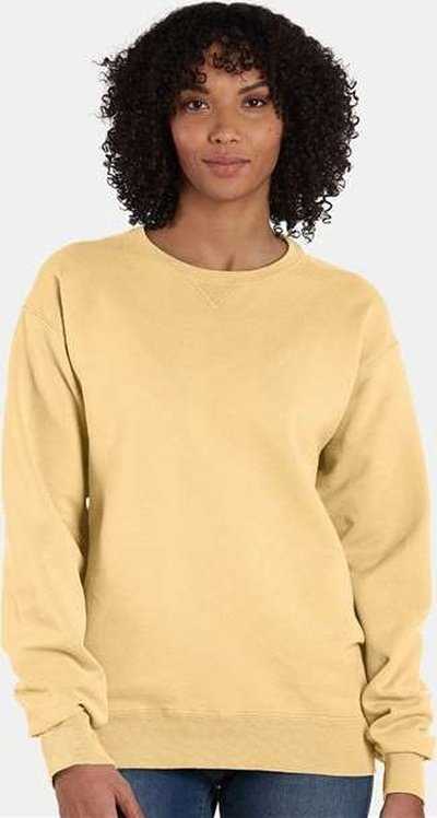 Comfortwash By Hanes GDH400 Garment-Dyed Unisex Crewneck Sweatshirt - Summer Squash Yellow - HIT a Double - 2