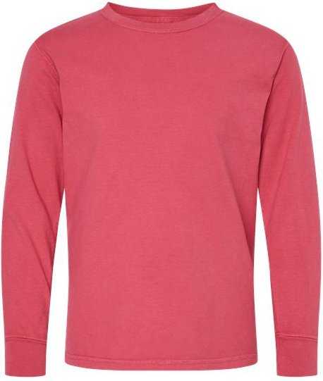 Comfortwash GDH275 Garment-Dyed Youth Long Sleeve T-Shirt - Crimson Fall&quot; - &quot;HIT a Double