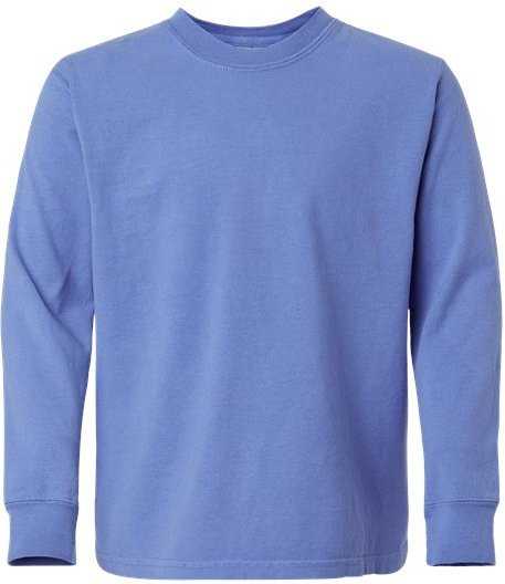 Comfortwash GDH275 Garment-Dyed Youth Long Sleeve T-Shirt - Deep Forte Blue&quot; - &quot;HIT a Double