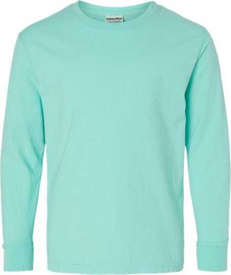 Comfortwash GDH275 Garment-Dyed Youth Long Sleeve T-Shirt - Mint&quot; - &quot;HIT a Double