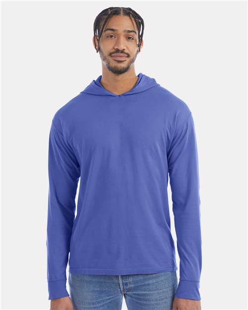 Comfortwash GDH280 Garment-Dyed Jersey Hooded Long Sleeve T-Shirt - Deep Forte Blue - HIT a Double - 1