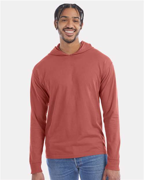 Comfortwash GDH280 Garment-Dyed Jersey Hooded Long Sleeve T-Shirt - Nantucket Red - HIT a Double - 1
