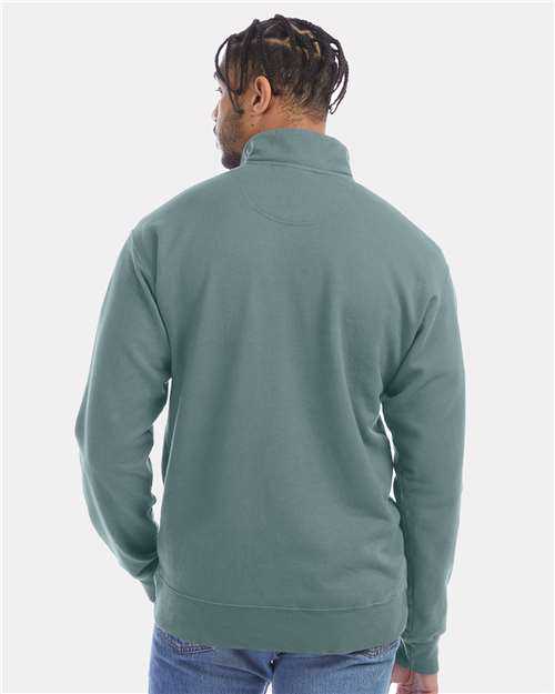 Comfortwash GDH425 Garment-Dyed Quarter-Zip Sweatshirt - Cypress Green&quot; - &quot;HIT a Double