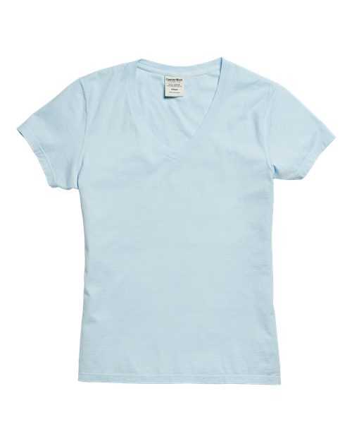 Comfortwash GDH125 Garment-Dyed Women&#39;s V-Neck T-Shirt - Soothing Blue - HIT a Double