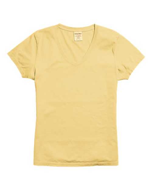Comfortwash GDH125 Garment-Dyed Women&#39;s V-Neck T-Shirt - Summer Squash Yellow - HIT a Double