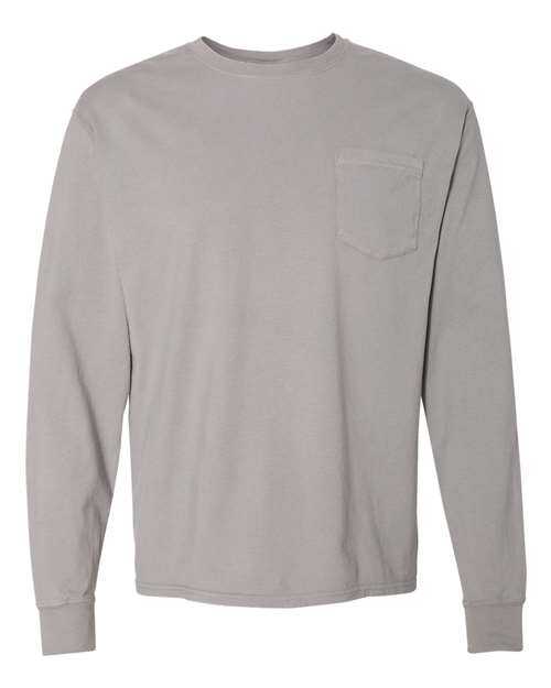 Comfortwash GDH250 Garment Dyed Long Sleeve T-Shirt With a Pocket - Concrete Grey - HIT a Double