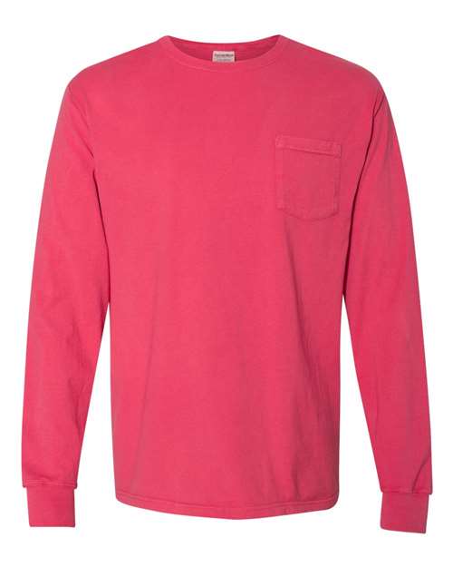 Comfortwash GDH250 Garment Dyed Long Sleeve T-Shirt With a Pocket - Crimson Fall - HIT a Double