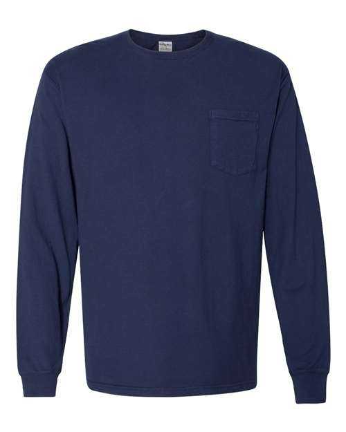 Comfortwash GDH250 Garment Dyed Long Sleeve T-Shirt With a Pocket - Navy - HIT a Double