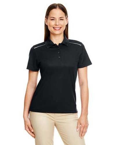 Core 365 78181R Ladies&#39; Radiant Performance Pique Polo with Reflective Piping - Black - HIT a Double