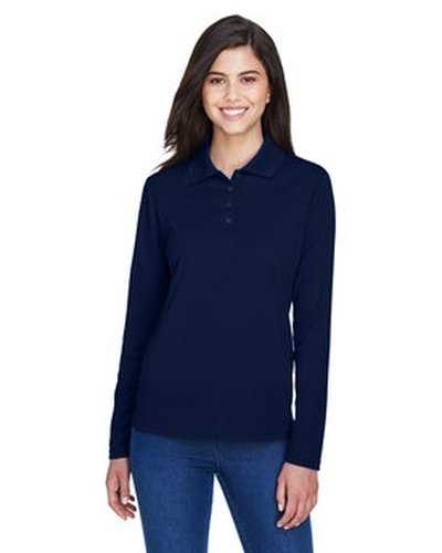 Core 365 78192 Ladies' Pinnacle Performance Long-Sleeve Pique Polo - Navy - HIT a Double