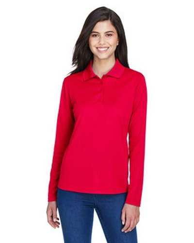 Core 365 78192 Ladies&#39; Pinnacle Performance Long-Sleeve Pique Polo - Red - HIT a Double