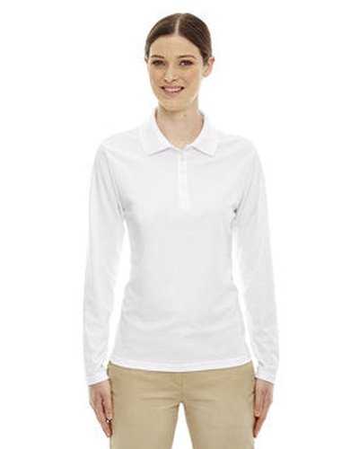 Core 365 78192 Ladies&#39; Pinnacle Performance Long-Sleeve Pique Polo - White - HIT a Double