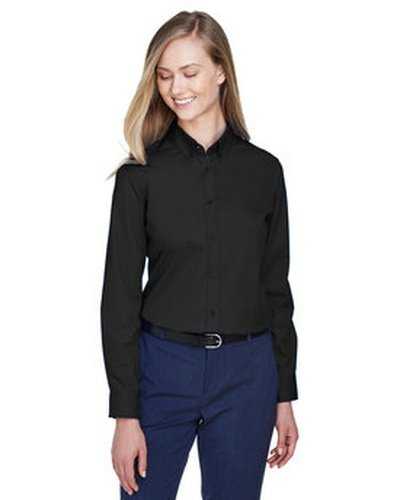 Core 365 78193 Ladies&#39; Operate Long-Sleeve Twill Shirt - Black - HIT a Double