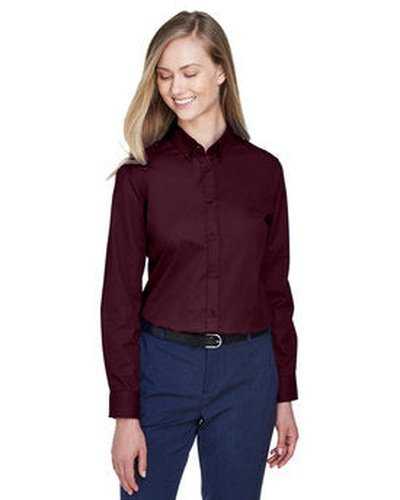 Core 365 78193 Ladies&#39; Operate Long-Sleeve Twill Shirt - Burgundy - HIT a Double