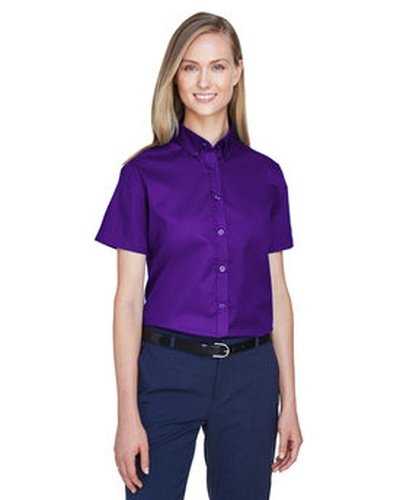 Core 365 78194 Ladies&#39; Optimum Short-Sleeve Twill Shirt - Campus Purple - HIT a Double