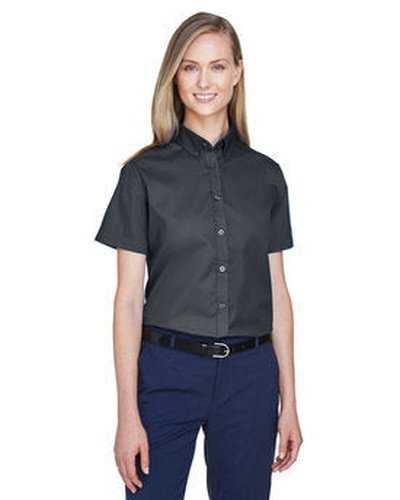Core 365 78194 Ladies' Optimum Short-Sleeve Twill Shirt - Carbon - HIT a Double