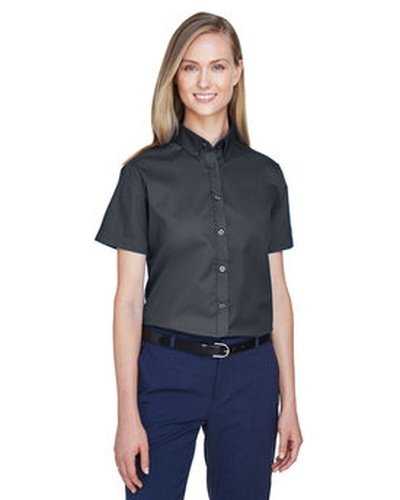 Core 365 78194 Ladies&#39; Optimum Short-Sleeve Twill Shirt - Carbon - HIT a Double
