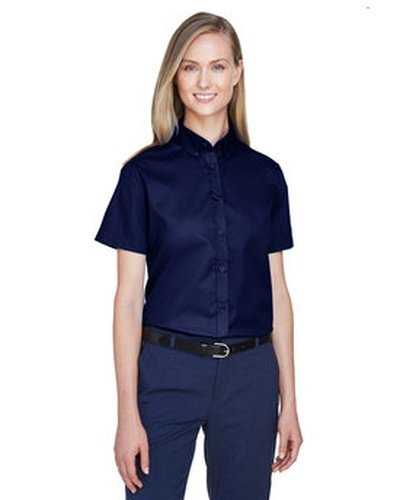 Core 365 78194 Ladies&#39; Optimum Short-Sleeve Twill Shirt - Navy - HIT a Double