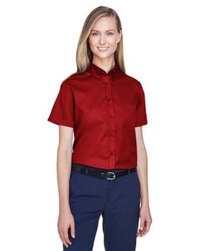 Core 365 78194 Ladies&#39; Optimum Short-Sleeve Twill Shirt - Red - HIT a Double
