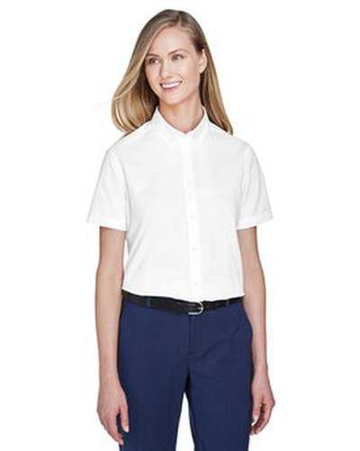 Core 365 78194 Ladies&#39; Optimum Short-Sleeve Twill Shirt - White - HIT a Double