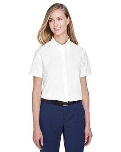 Core 365 78194 Ladies' Optimum Short-Sleeve Twill Shirt - White - HIT a Double