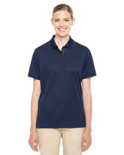 Core 365 78222 Ladies&#39; Motive Performance Pique Polo with Tipped Collar - Navy Carbon - HIT a Double
