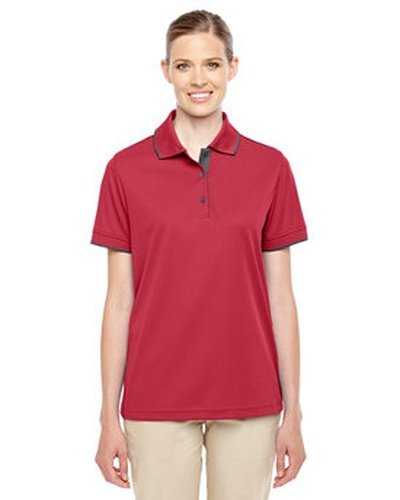 Core 365 78222 Ladies' Motive Performance Pique Polo with Tipped Collar - Red Carbon - HIT a Double