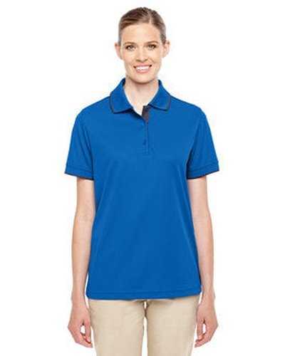 Core 365 78222 Ladies' Motive Performance Pique Polo with Tipped Collar - True Royal Carbon - HIT a Double