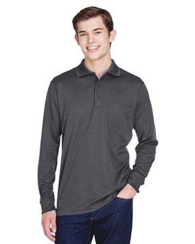 Core 365 88192P Adult Pinnacle Performance Long-Sleeve Pique Polo with Pocket - Carbon - HIT a Double