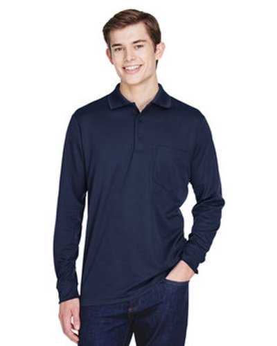 Core 365 88192P Adult Pinnacle Performance Long-Sleeve Pique Polo with Pocket - Navy - HIT a Double
