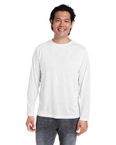 Core 365 CE111L Adult Fusion Chromasoft Performance Long-Sleeve T-Shirt - White - HIT a Double