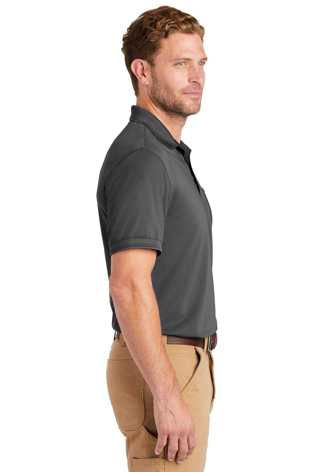 CornerStone CS4020P Industrial Snag-Proof Pique Pocket Polo - Charcoal - HIT a Double - 3
