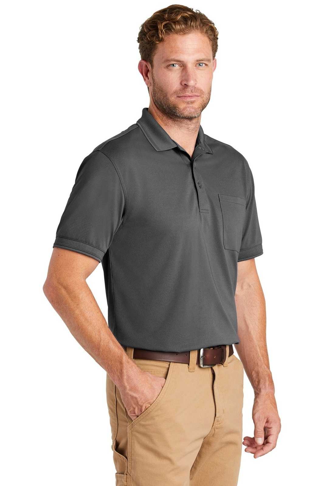 CornerStone CS4020P Industrial Snag-Proof Pique Pocket Polo - Charcoal - HIT a Double - 4